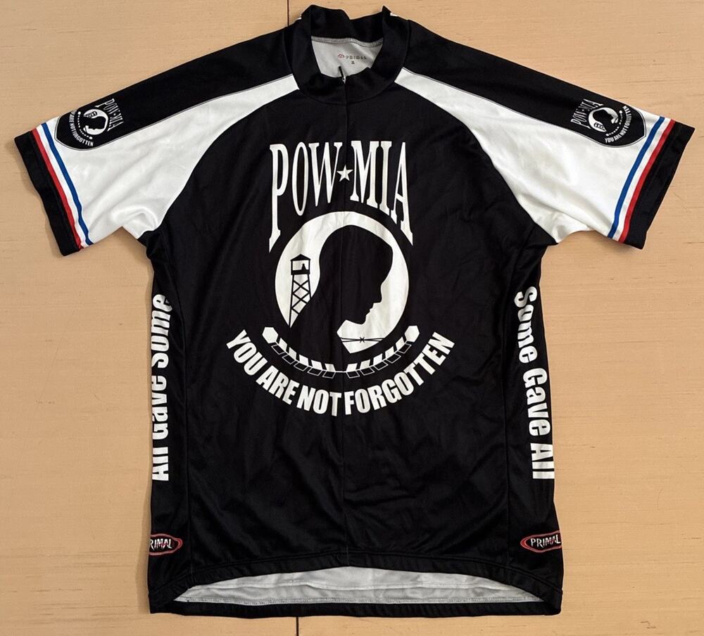 Primal POW MIA Men's Size XL Short Sleeve 1/2 Zip Tribute Cycling Jersey Shirt